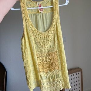 Johnny Was Light Yellow Embroidered Top